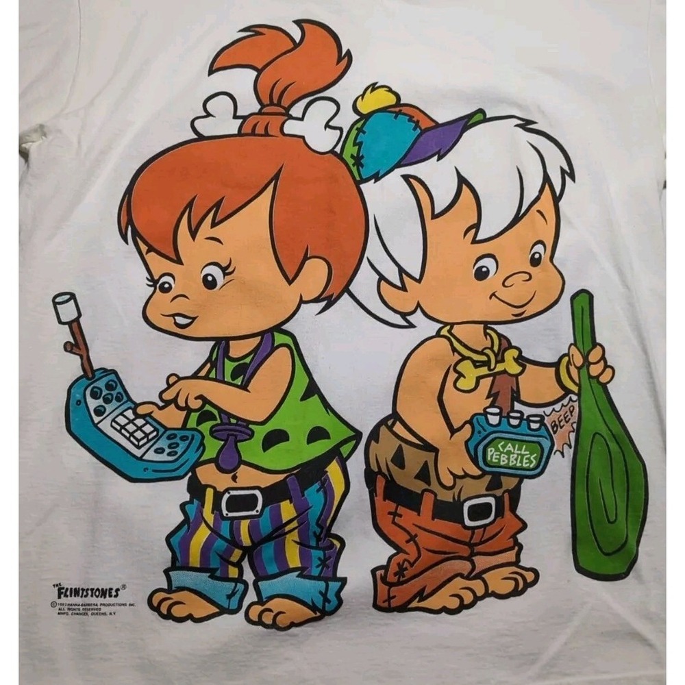 Vintage 1993 Flintstones Shirt Bamm Bamm Pebbles AOP Mens XL Tultex - Picture 3 of 12